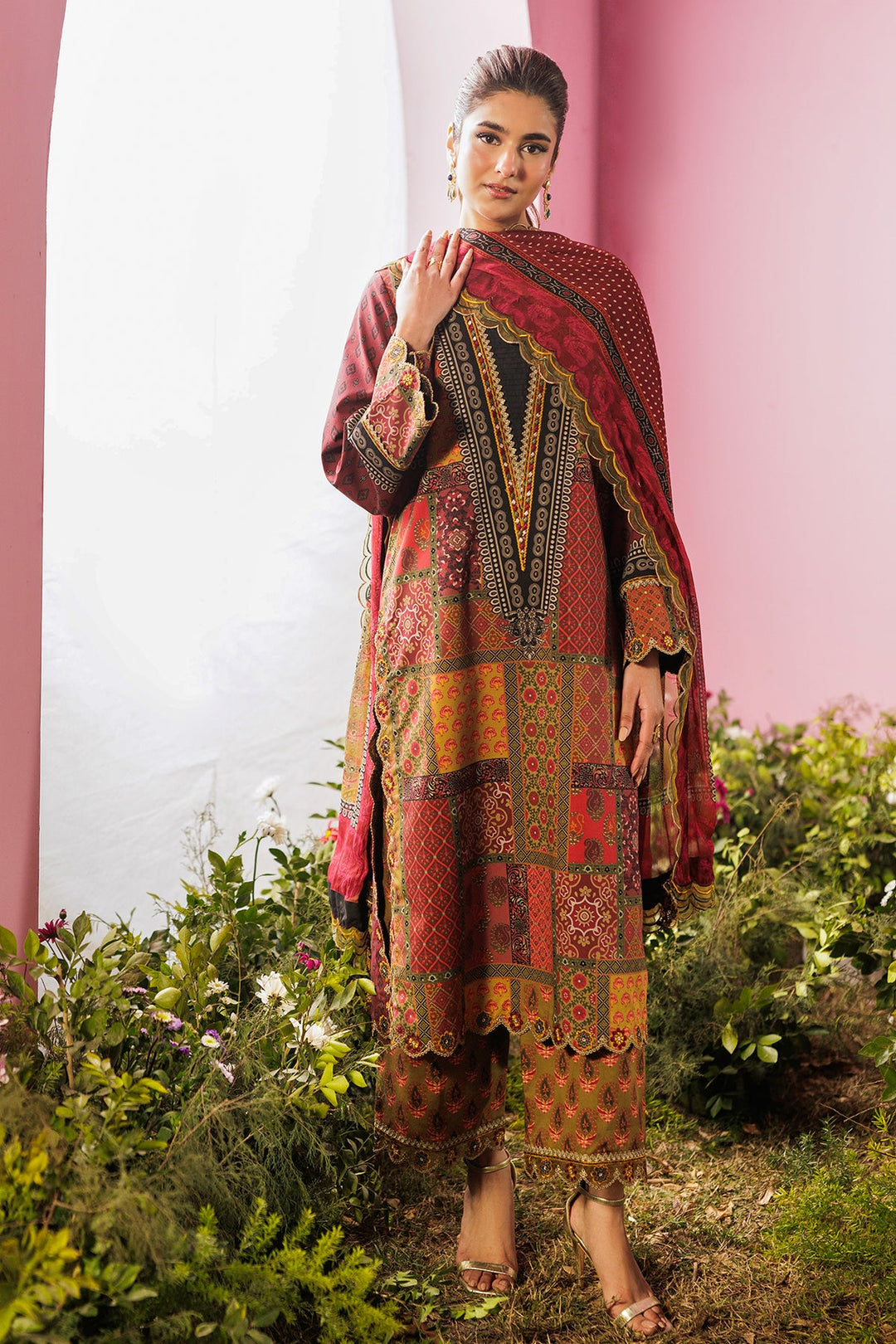 3-PC Unstitched Embroidered Lawn Collection Unstitched