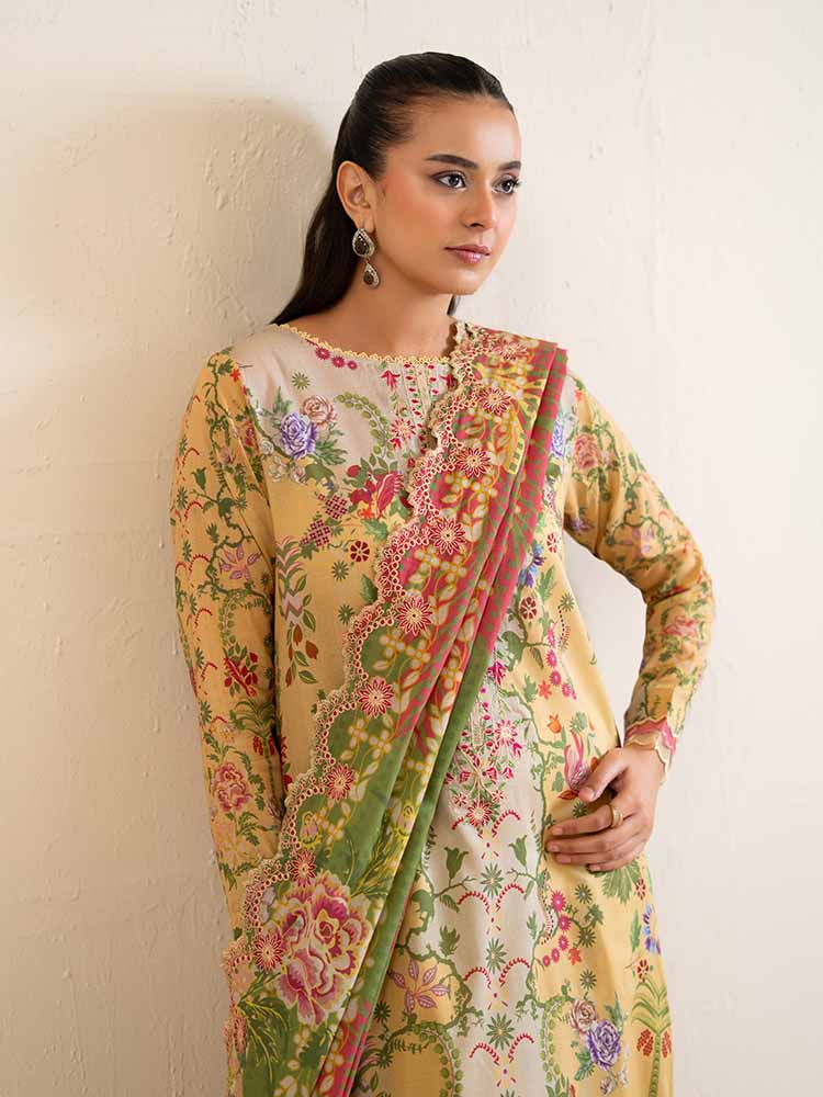 3-Piece Unstitched Embroidered Lawn Suit