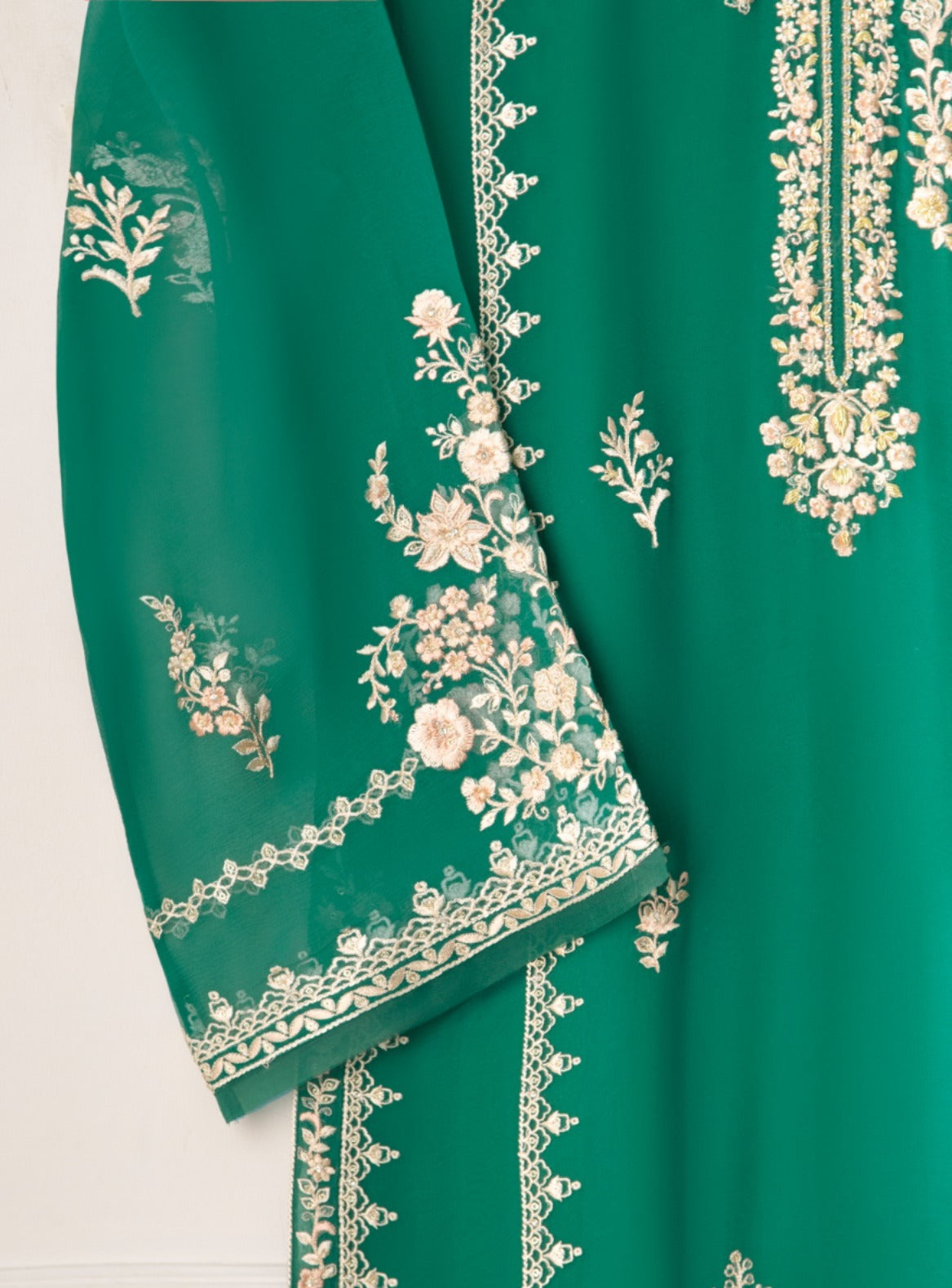 Pure Chiffon Embroidered Shirt