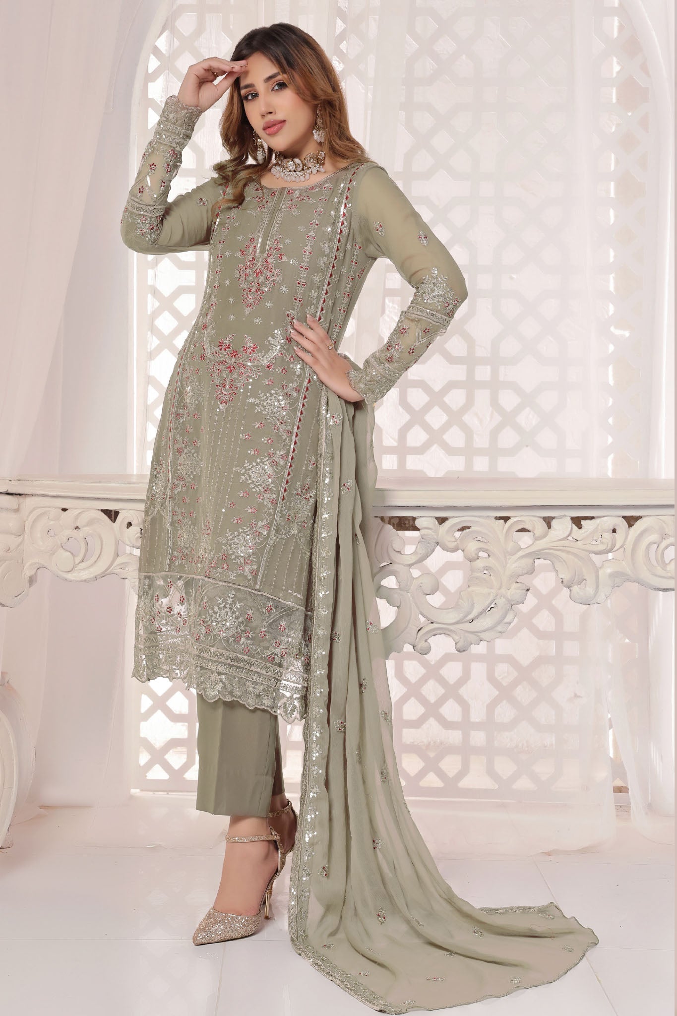 Myra Luxury Embroidered Chiffon 3 Piece