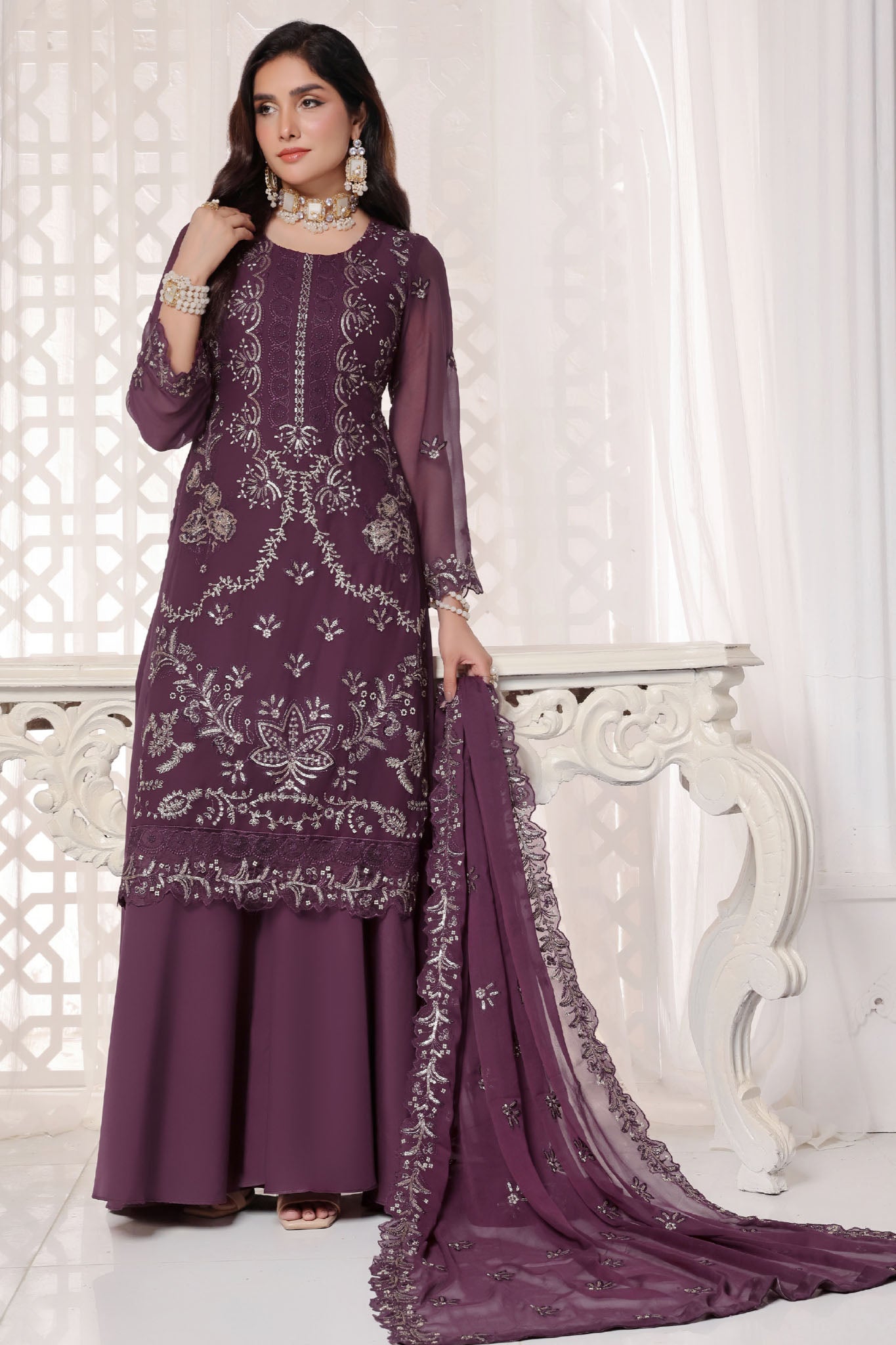 Myra Luxury Embroidered Chiffon 3 Piece