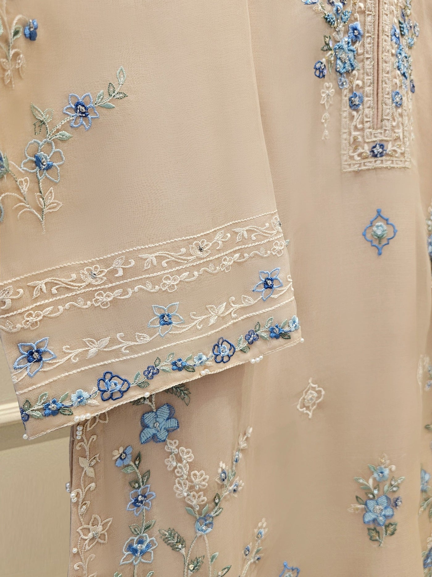 3 Piece - Pure Organza Embroidered Suit