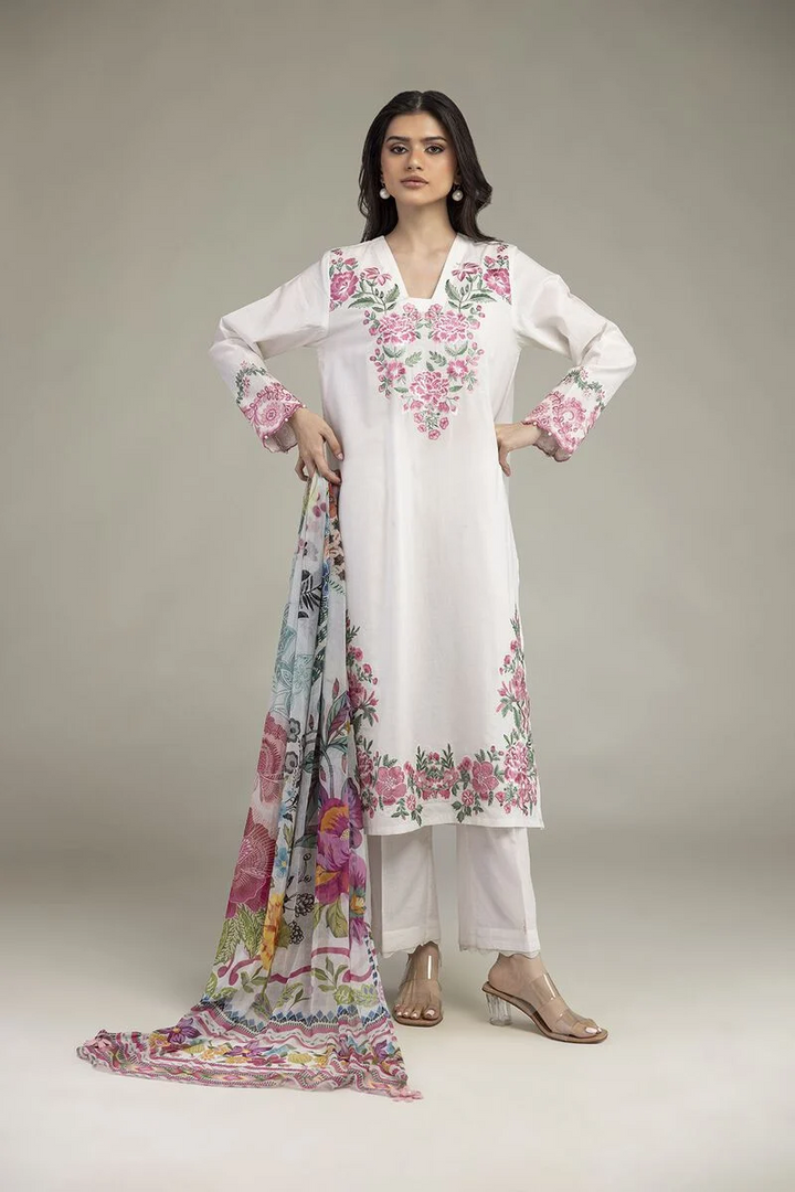 Embroidered | Cambric Fabrics 3 Piece