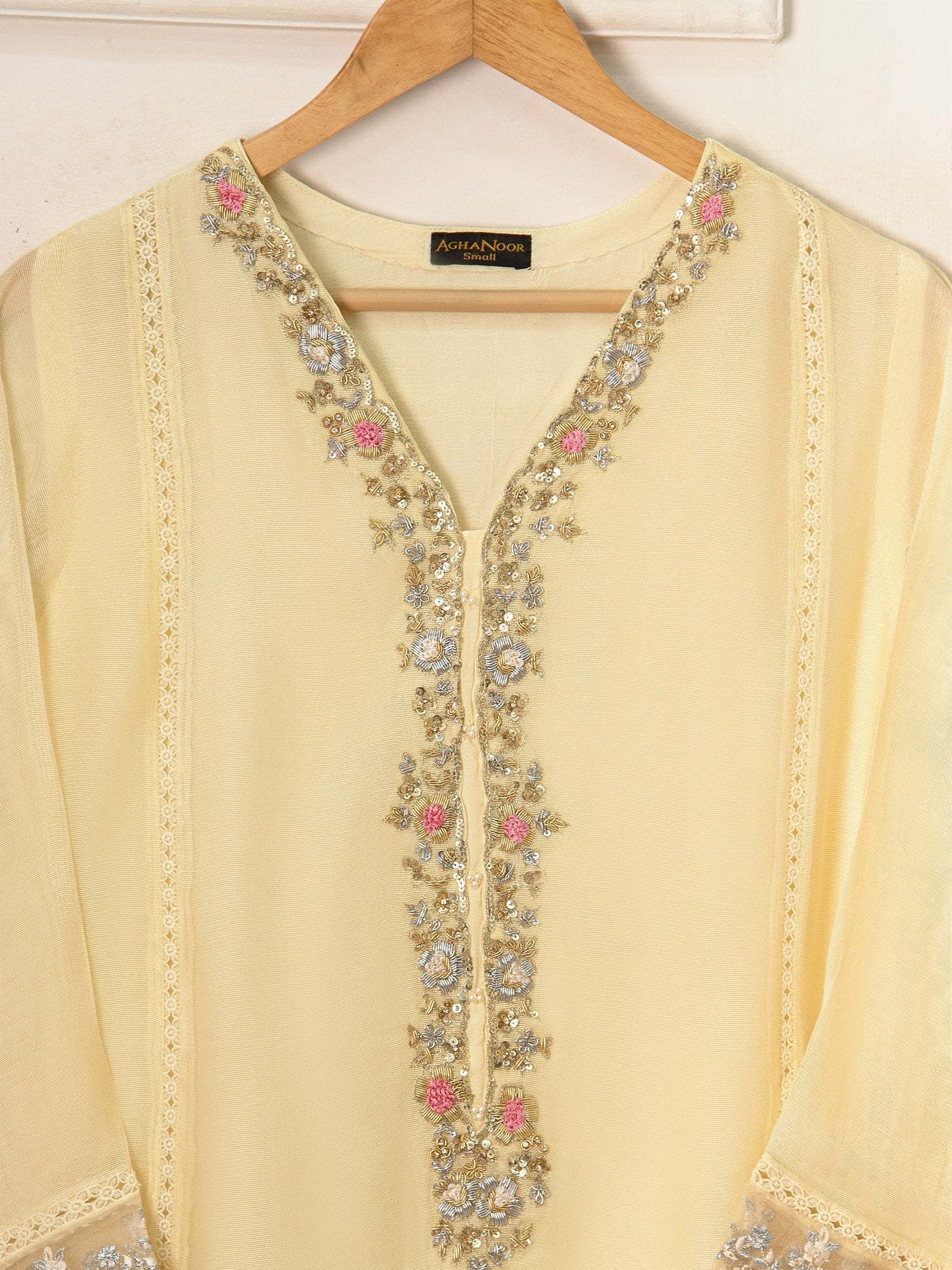 3 Piece - Pure Cotton Net Embroidered Suit