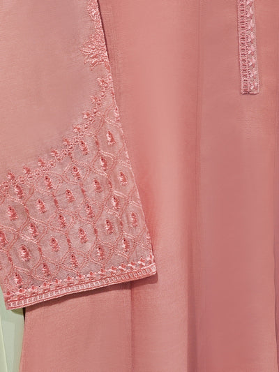 3 Piece - Pure Cotton Net Embroidered Suit