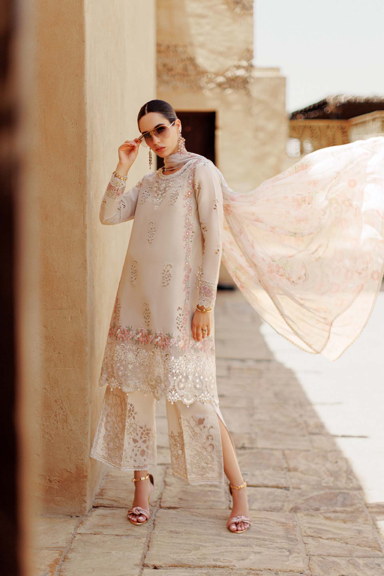 NOOR by SAADIA ASAD  HANDWORK LASERKARI LAWN -D2