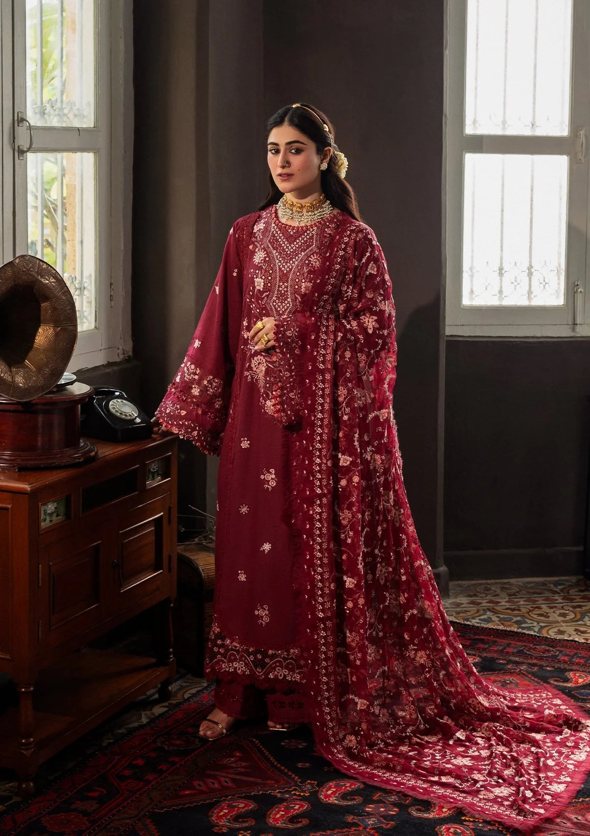 Karandi with Embroidered Chiffon