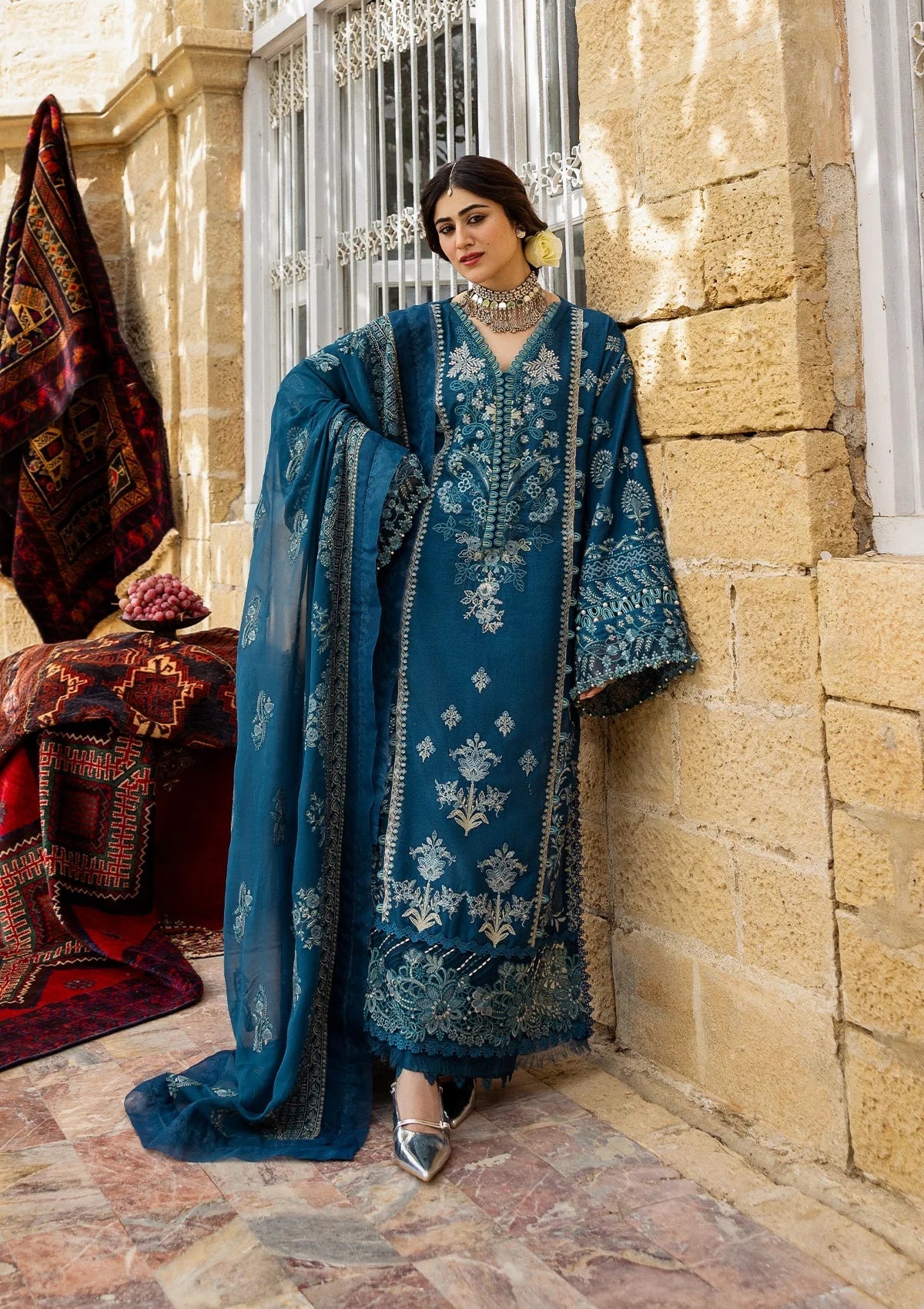 Karandi with Embroidered Chiffon