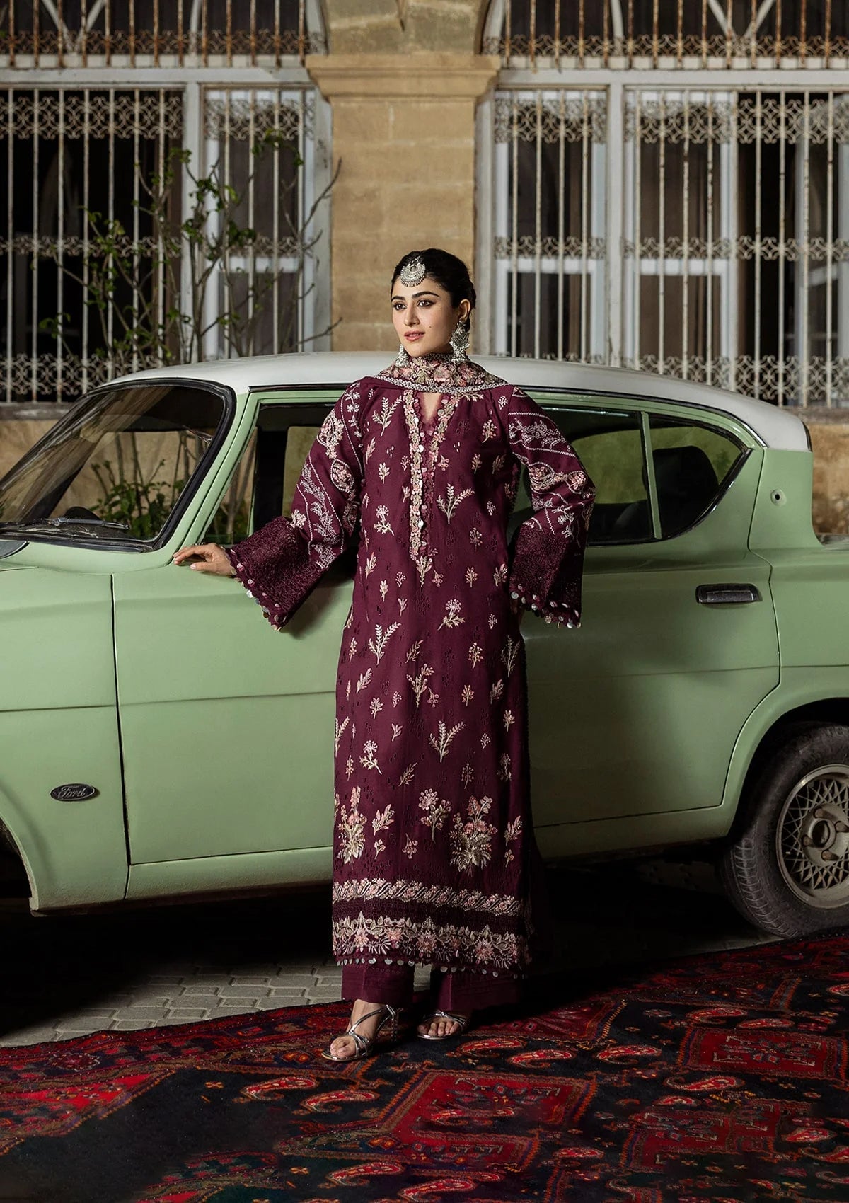 Karandi with Embroidered Chiffon