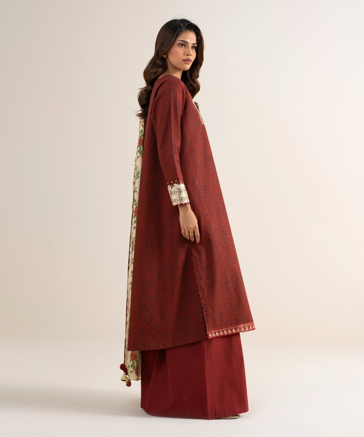 3 Piece - Embroidered Cotton Suit
