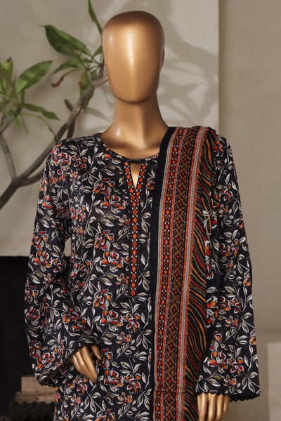 3 Piece Printed Stitched Suit