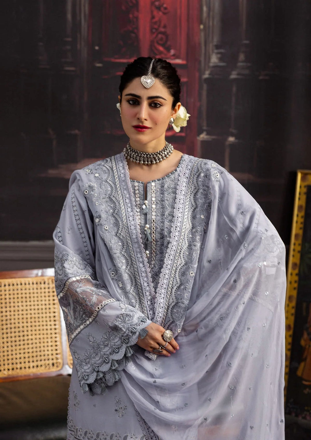 Karandi with Embroidered Chiffon
