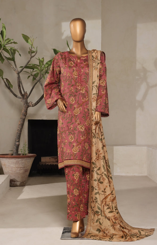 3 Piece Printed Stitched Suit