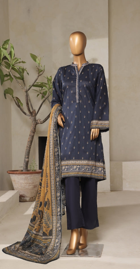 3 Piece Printed Stitched Suit