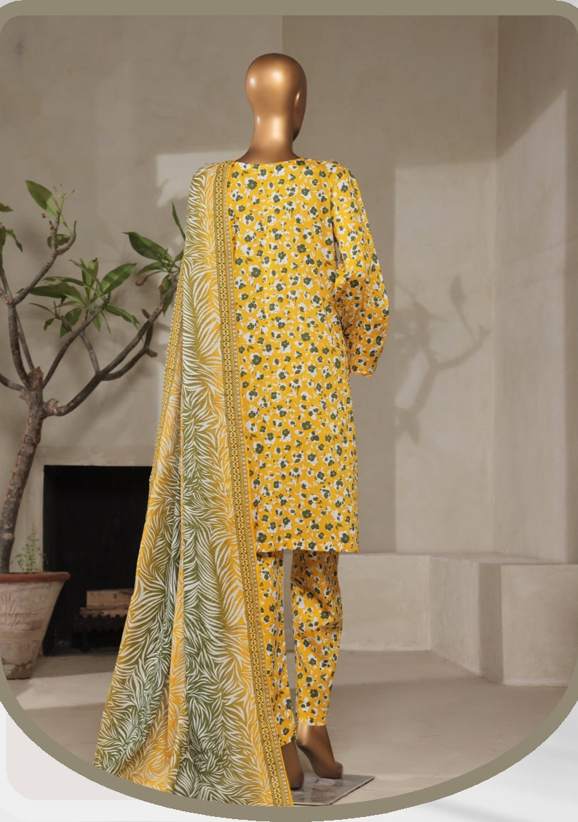 3 Piece Printed Stitched Suit