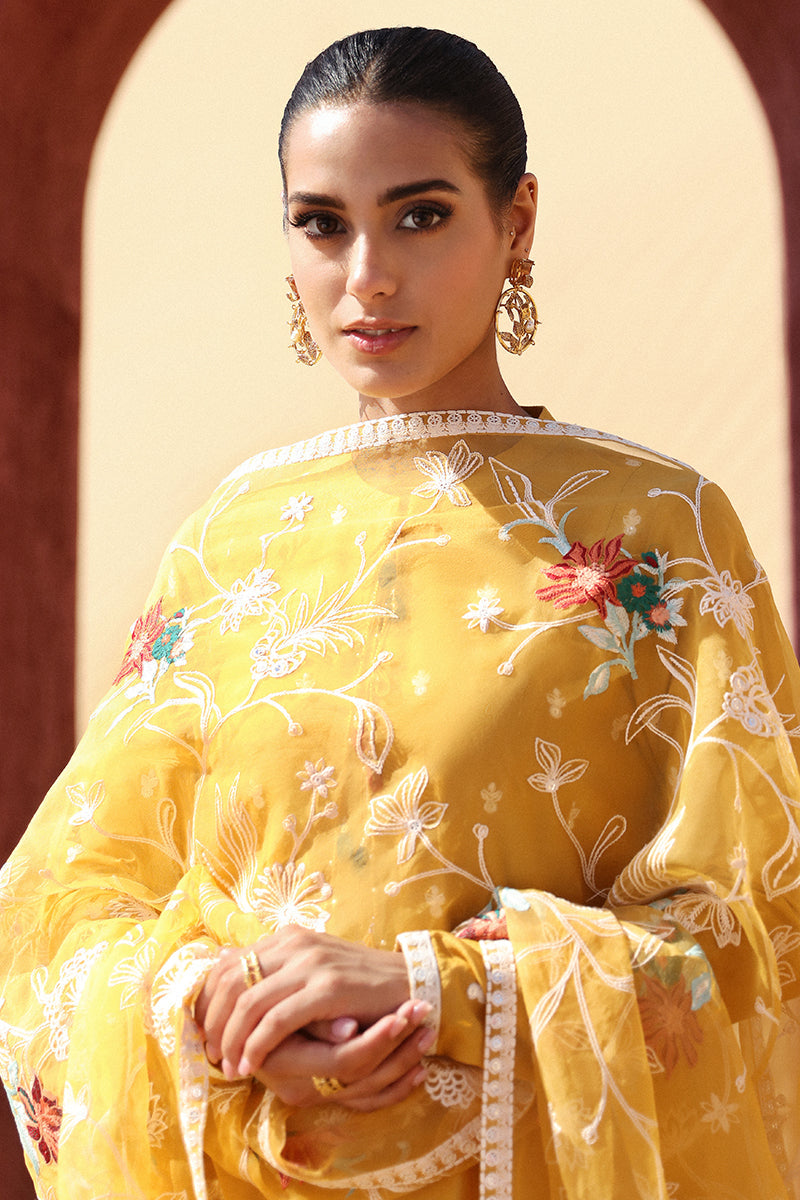 CROSS STITCH || MAIZE OCHRE-3 PIECE EMBROIDERED LAWN SUIT