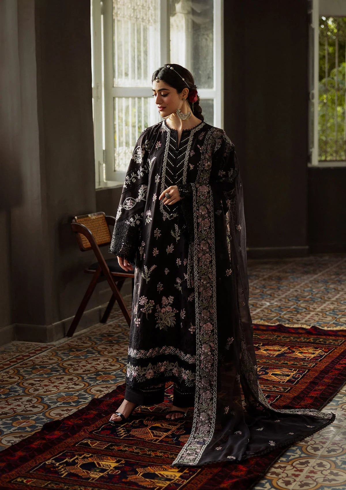 Karandi with Embroidered Chiffon