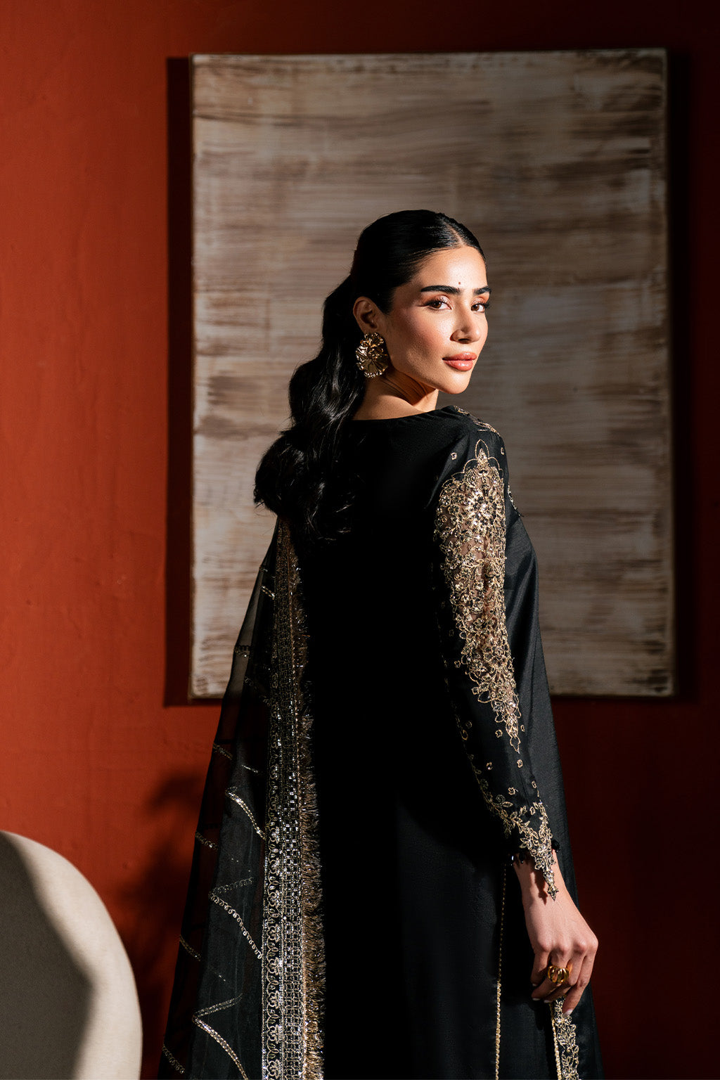 Raw Silk Embroidered Dress Pret