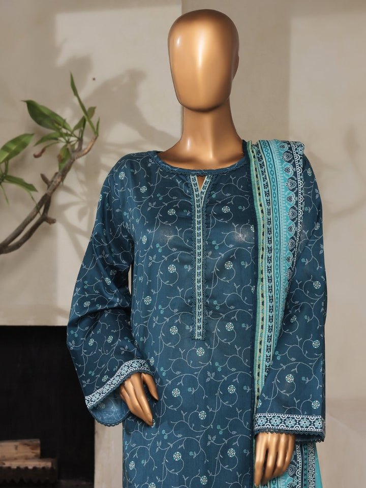 3 Piece Printed Stitched Suit