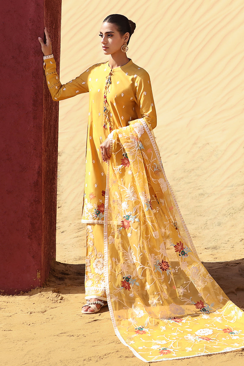 CROSS STITCH || MAIZE OCHRE-3 PIECE EMBROIDERED LAWN SUIT