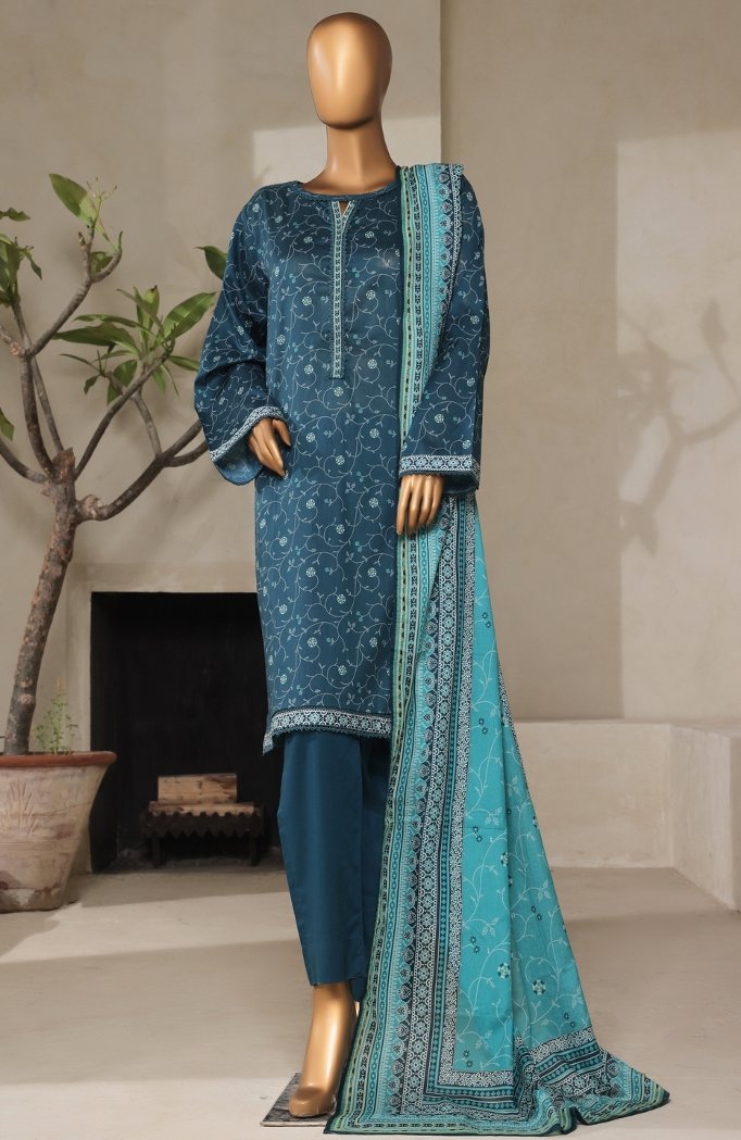 3 Piece Printed Stitched Suit