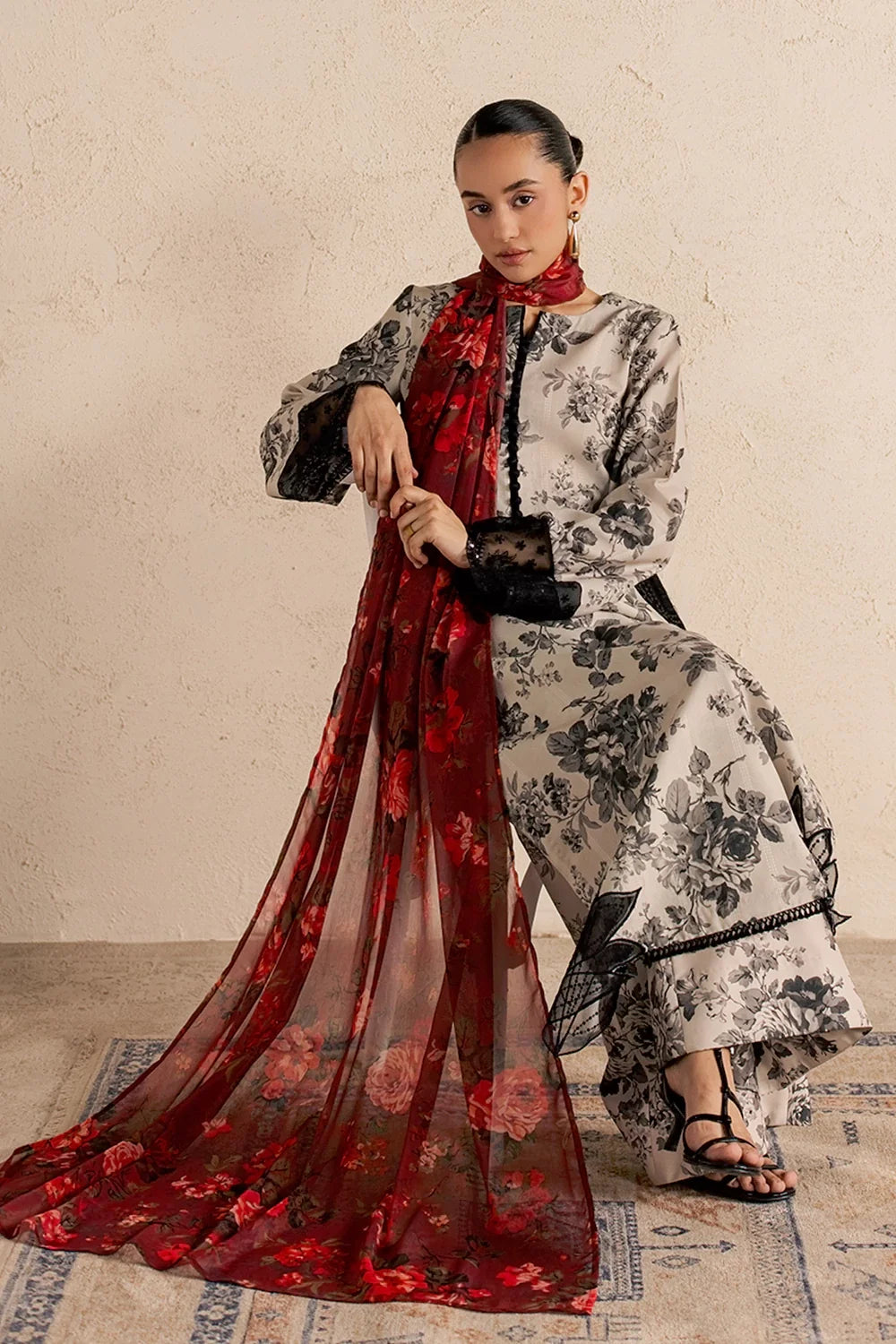 Floral Embroidered 3PC