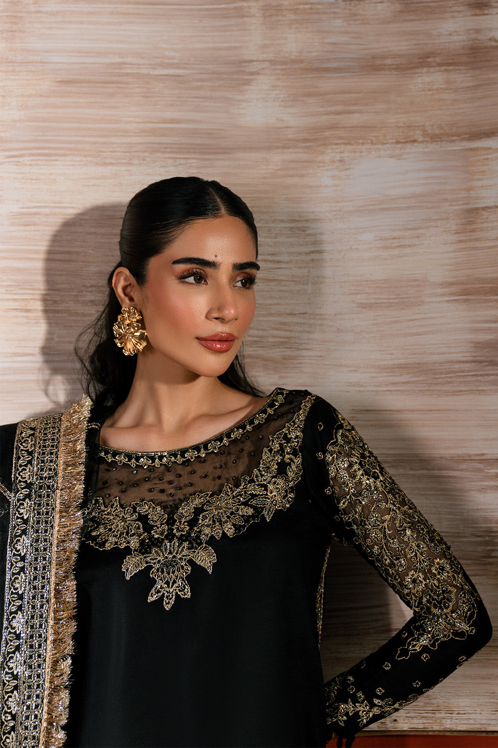 Raw Silk Embroidered Dress Pret