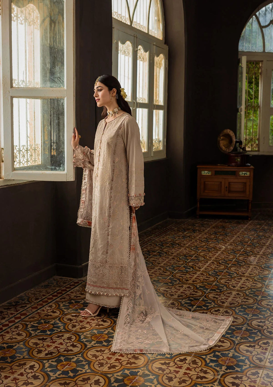 Karandi with Embroidered Chiffon