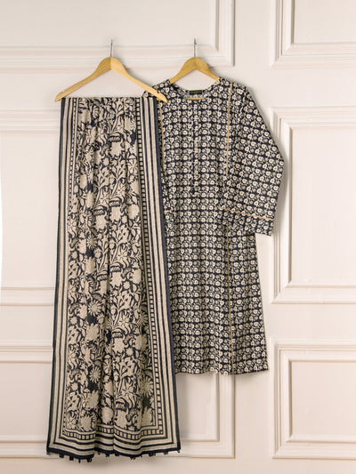2 Piece - Embroidered Printed Cambric Suit