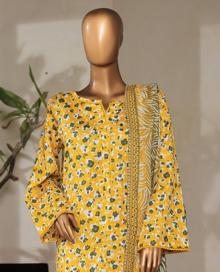 3 Piece Printed Stitched Suit