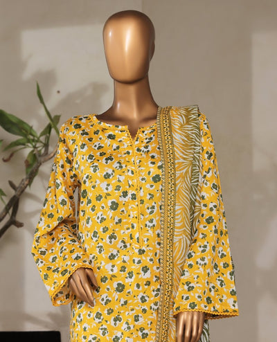 3 Piece Printed Stitched Suit
