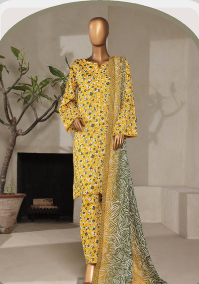 3 Piece Printed Stitched Suit