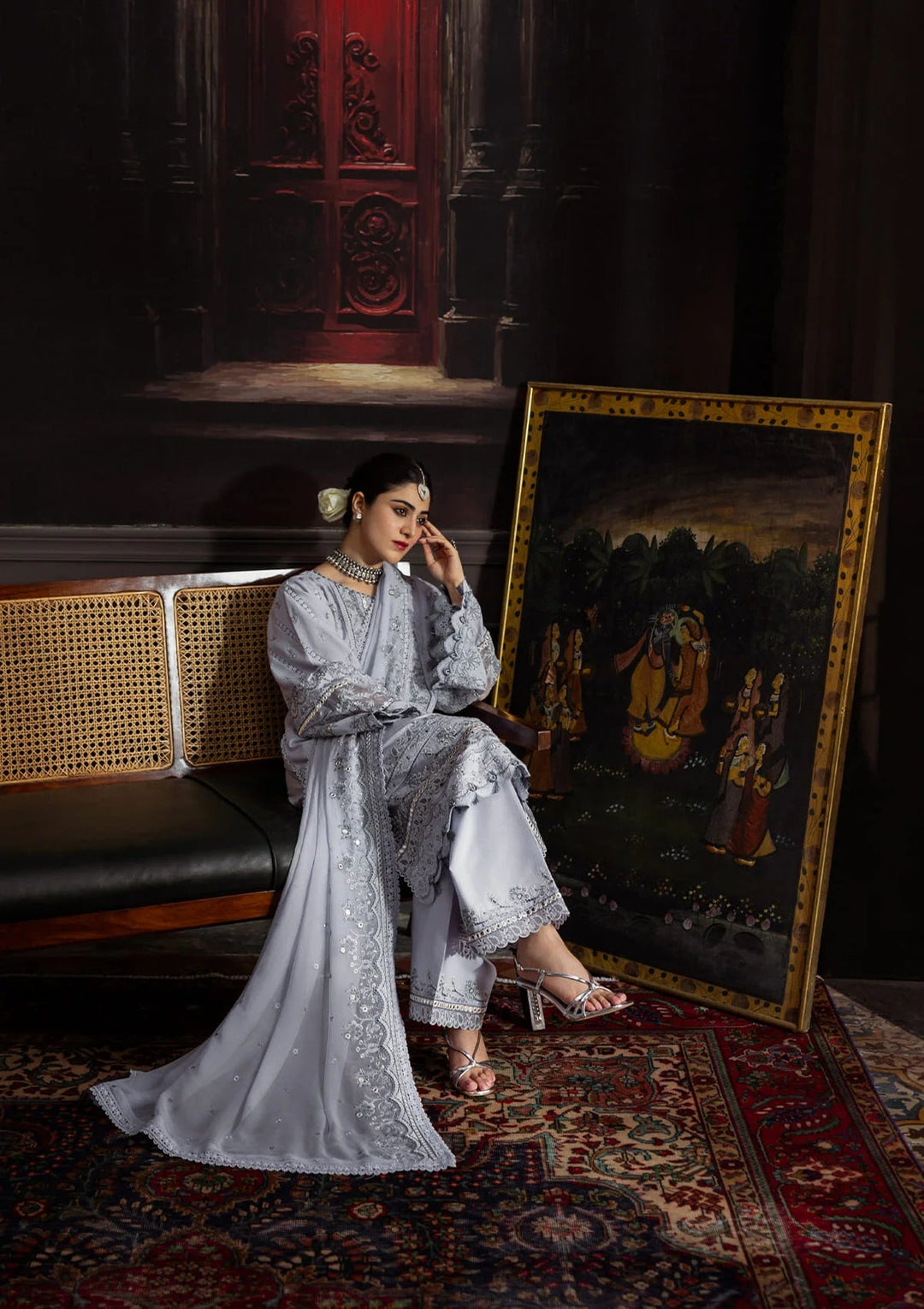 Karandi with Embroidered Chiffon