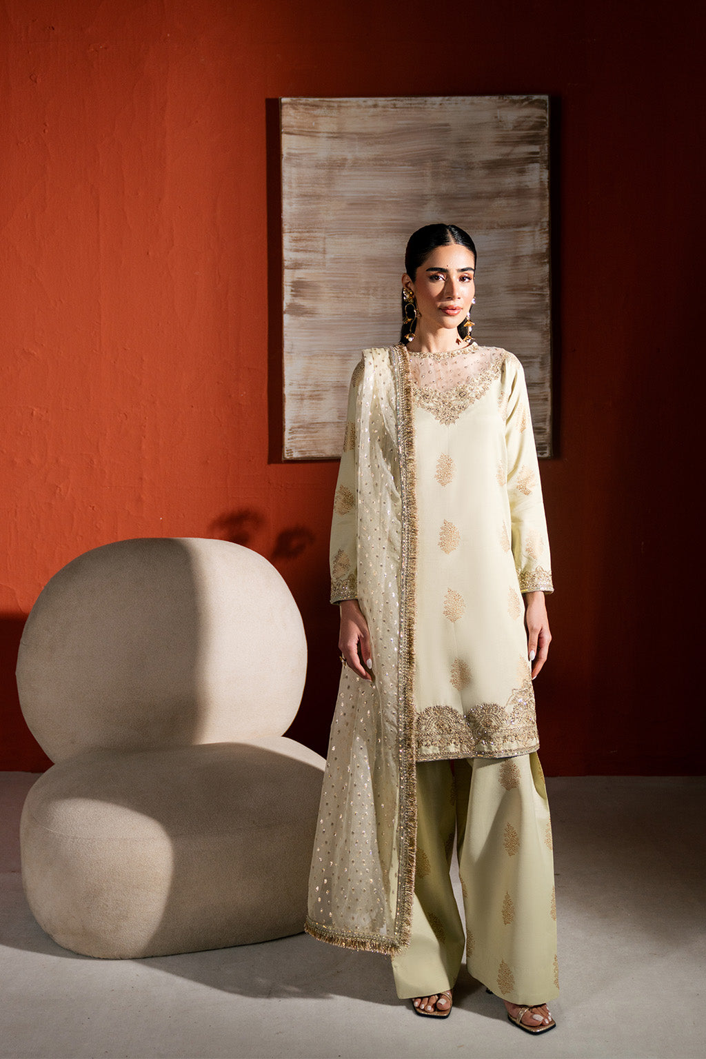 Raw Silk Embroidered Dress Pret