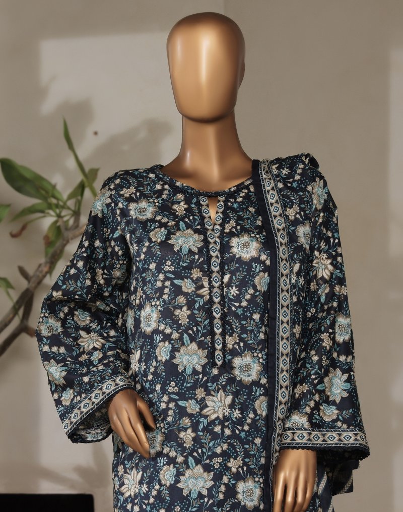 3 Piece Printed Stitched Suit