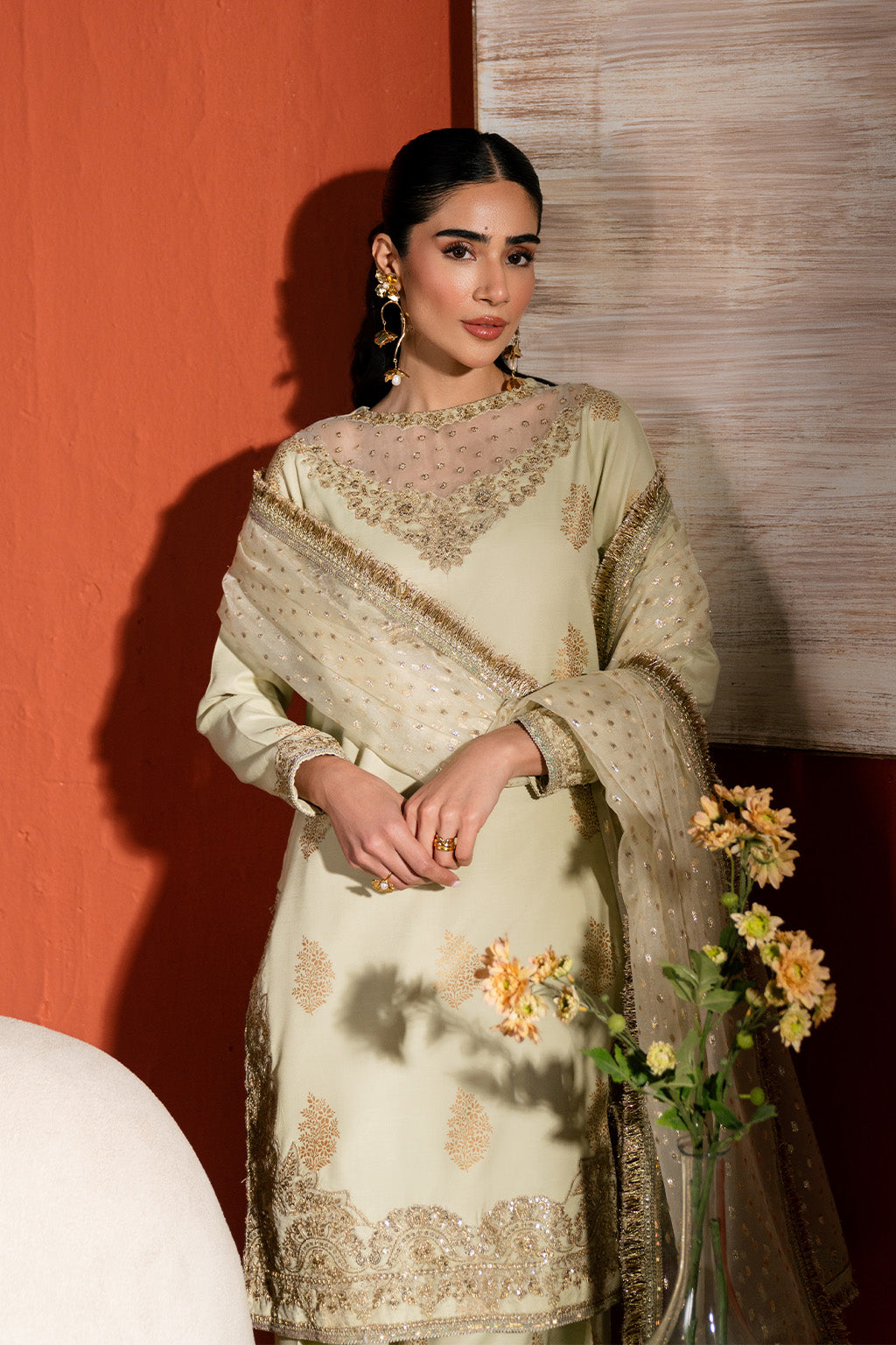 Raw Silk Embroidered Dress Pret