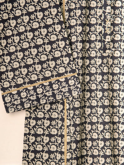 2 Piece - Embroidered Printed Cambric Suit