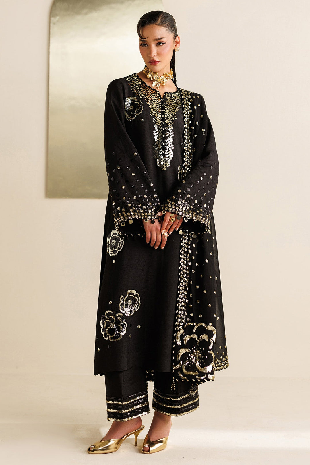 Embroidered Raw Silk