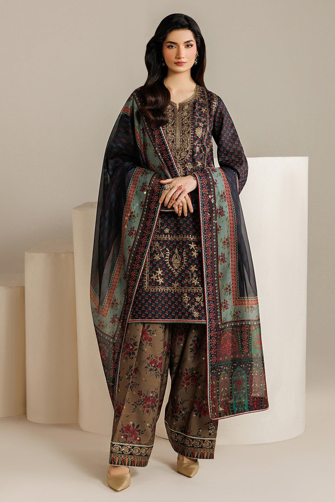 EMBROIDERED RAW SILK