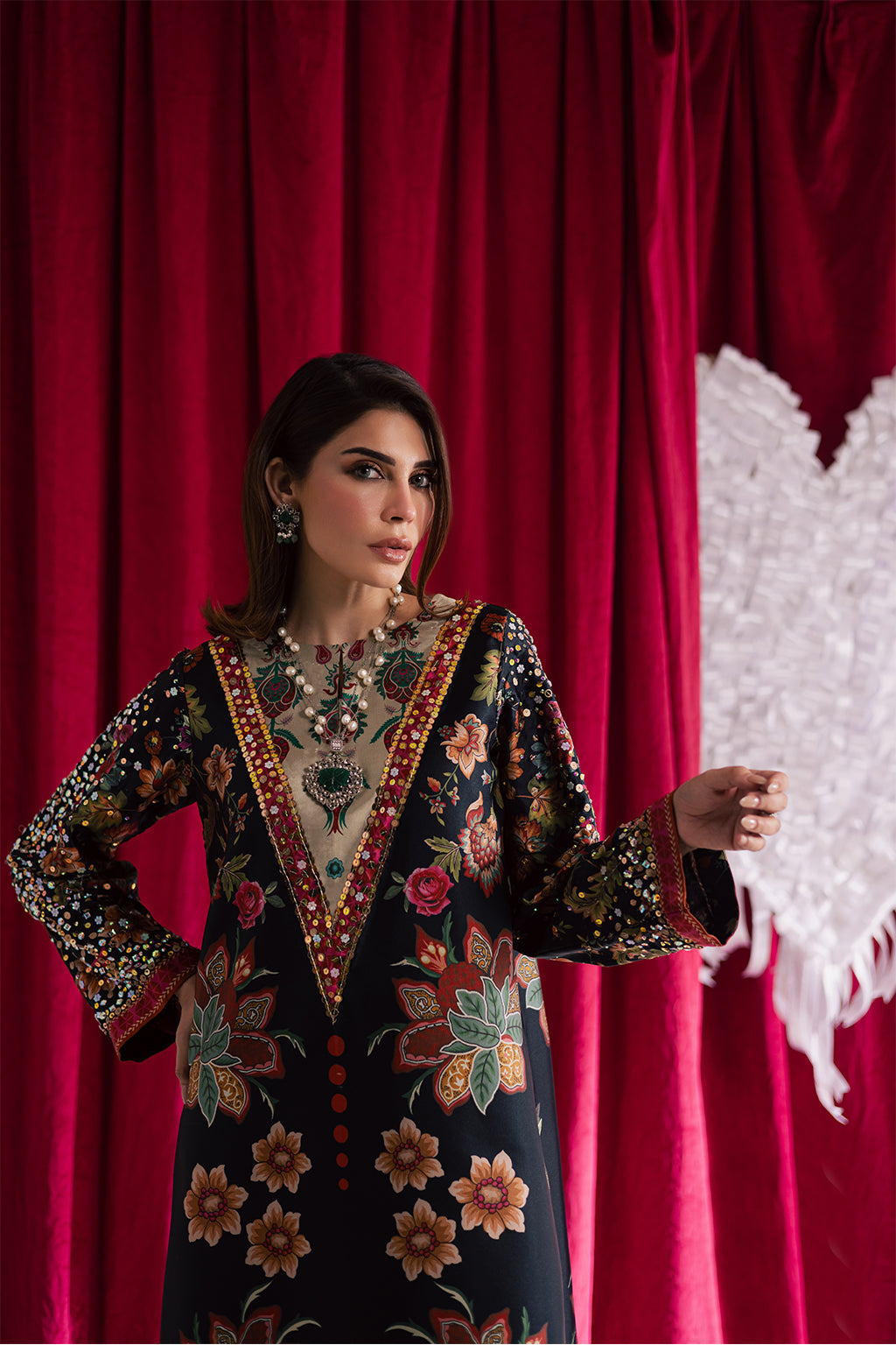 2-Piece Silk Printed Suit