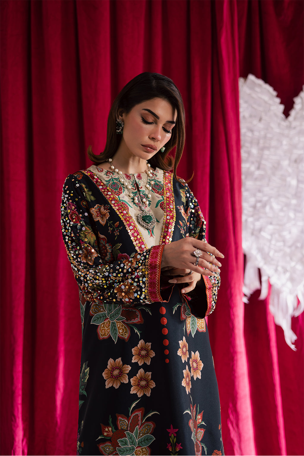 2-Piece Silk Printed Suit