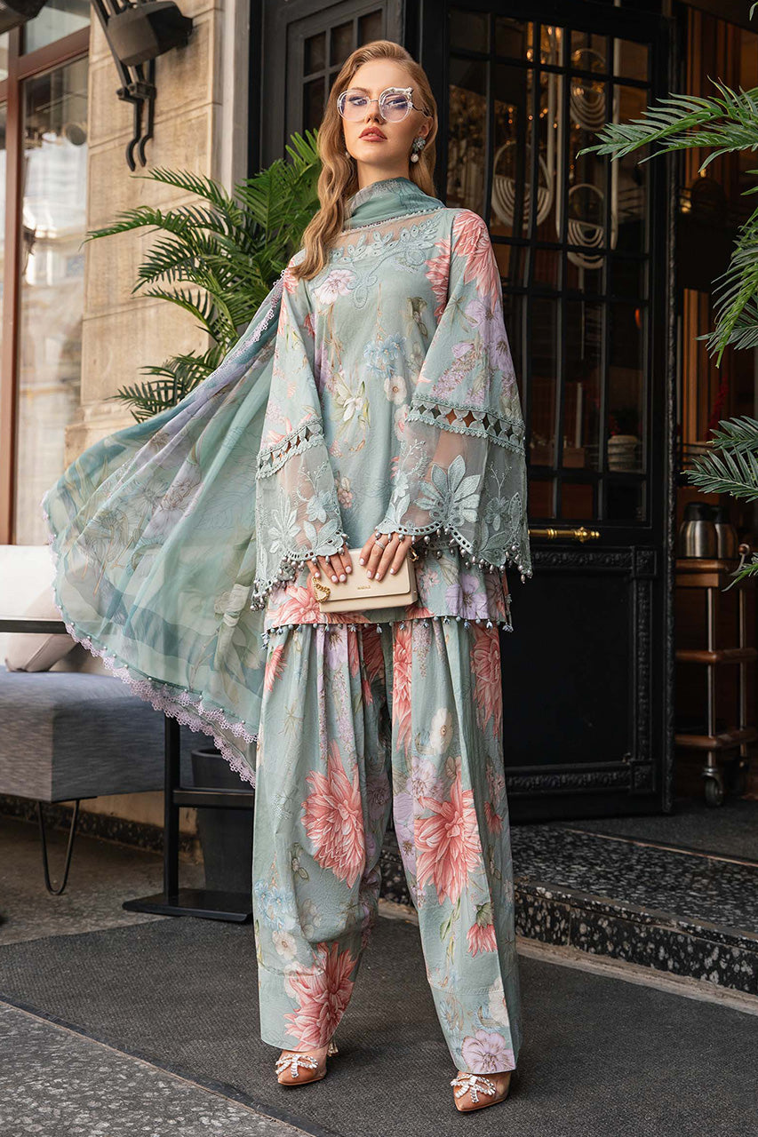 Maria.B M Print 3 Piece Unstitched Printed Linen Suit | MPT-2306-A