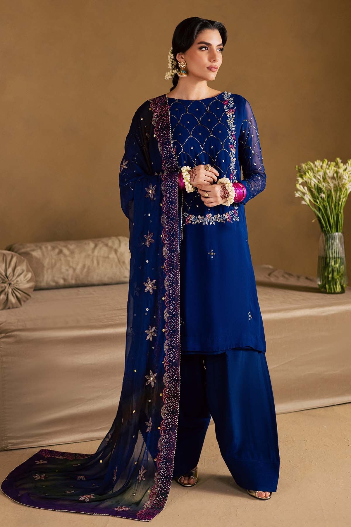 Mukeshkari Embroidered Chiffon