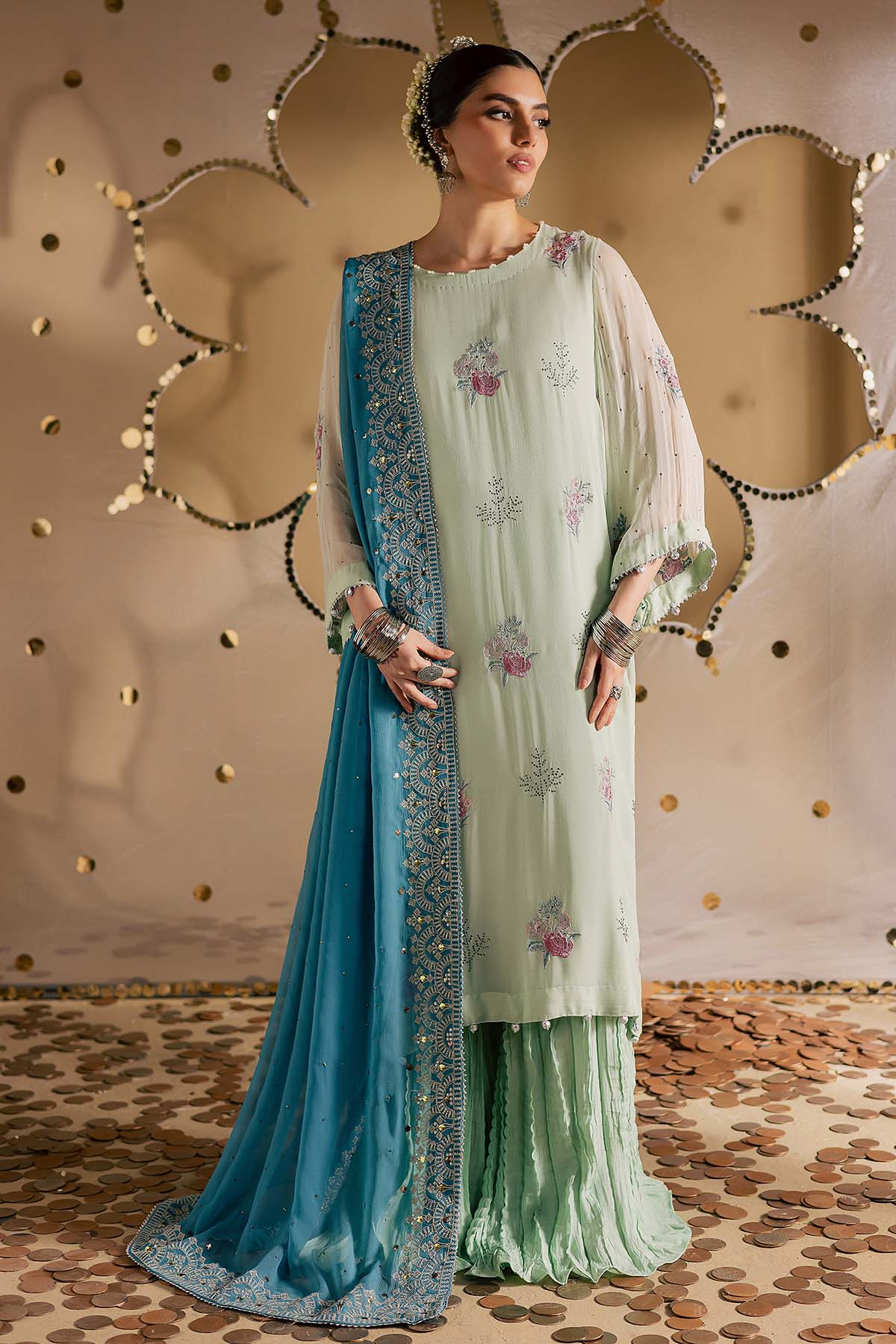 Mukeshkari Embroidered Chiffon