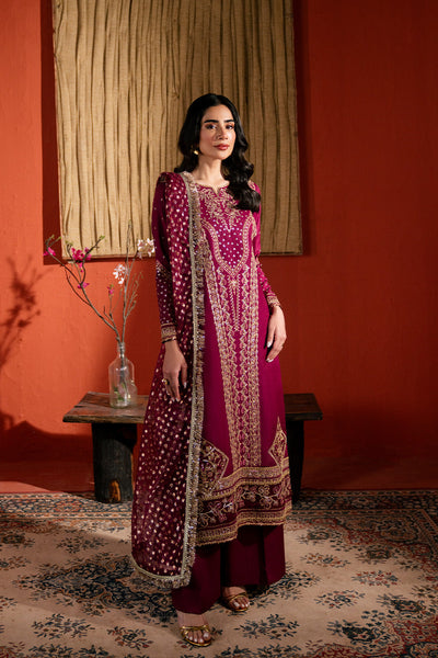 Raw Silk Embroidered Dress Pret
