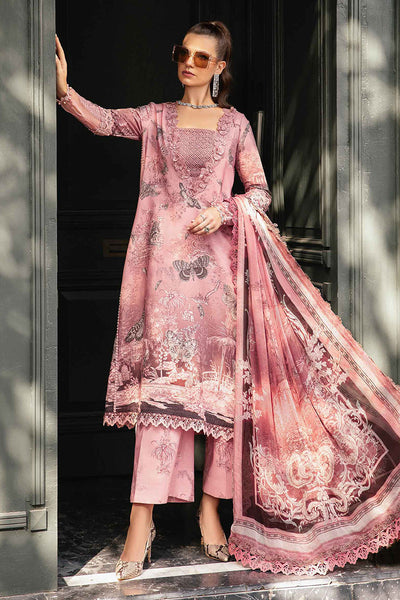 Maria.B M Print 3 Piece Unstitched Printed Linen Suit | MPT-2308-A