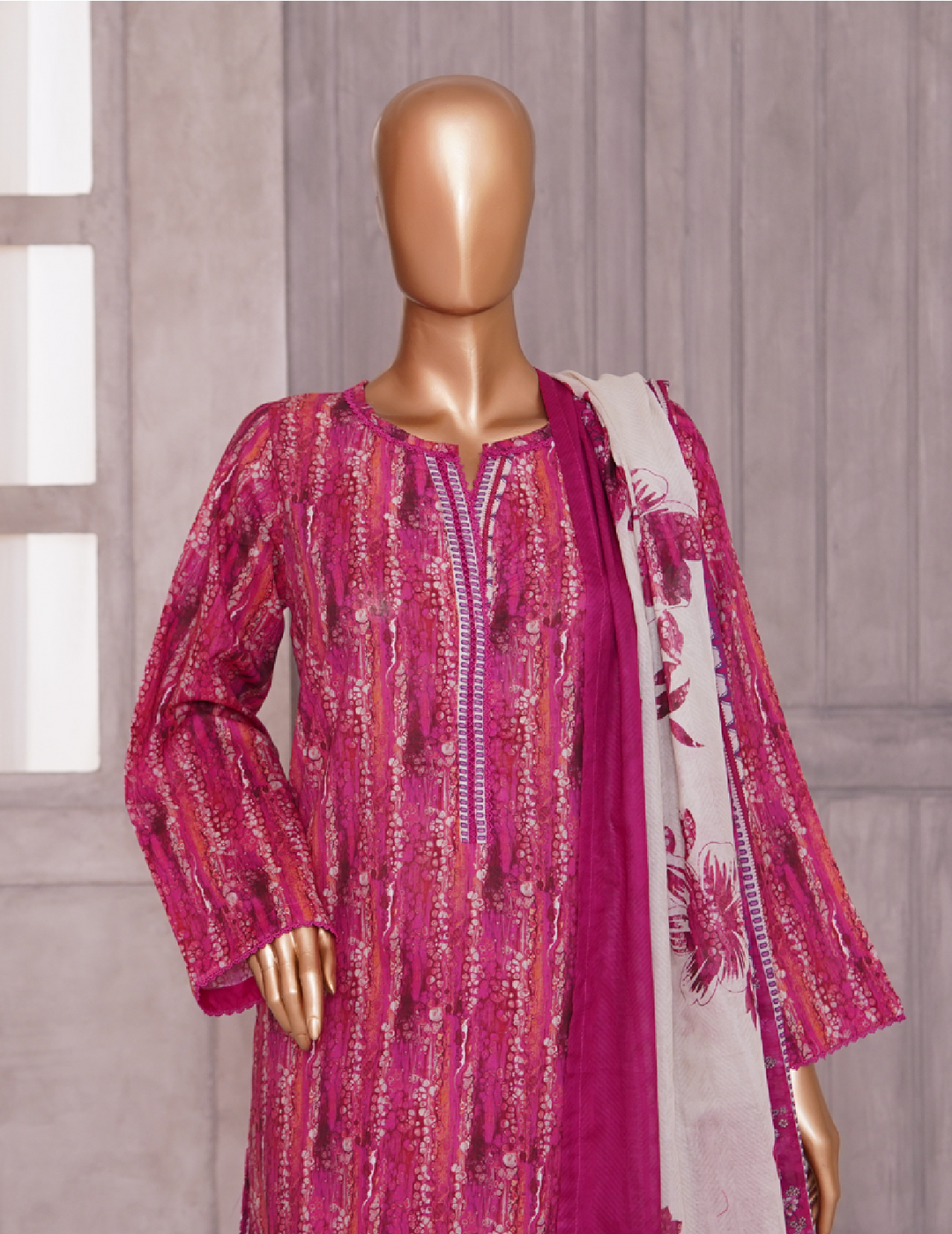 3 Piece Printed Stitched Suit