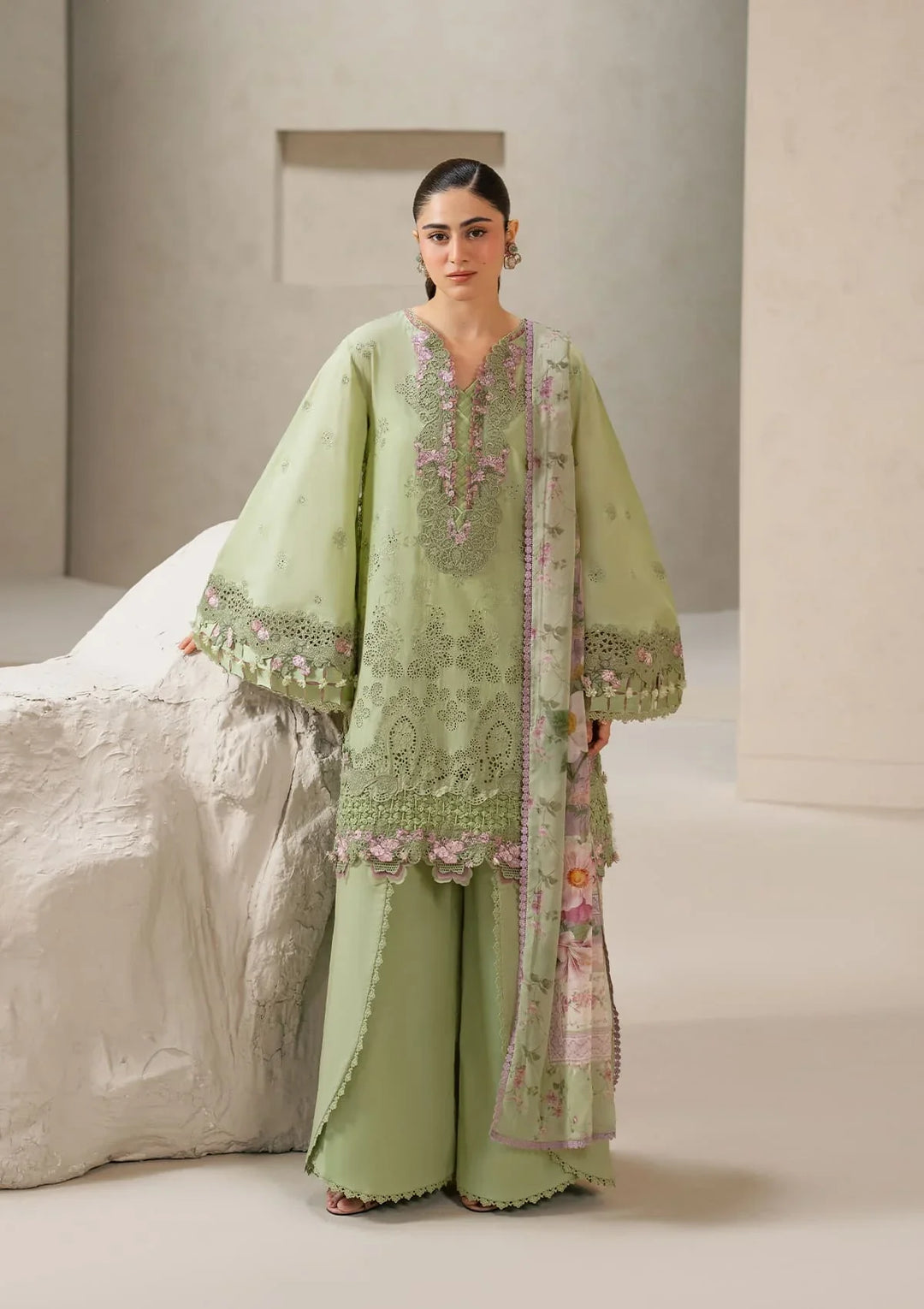 E-CRAFT - CHIKANKARI LAWN WITH CHIFFON DUPATTA &