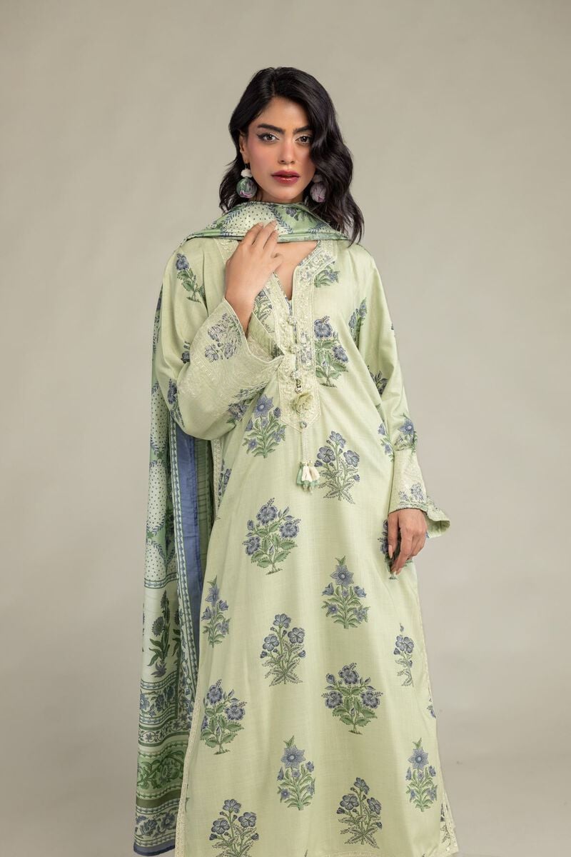 Raw Silk Floral Longline Kurta