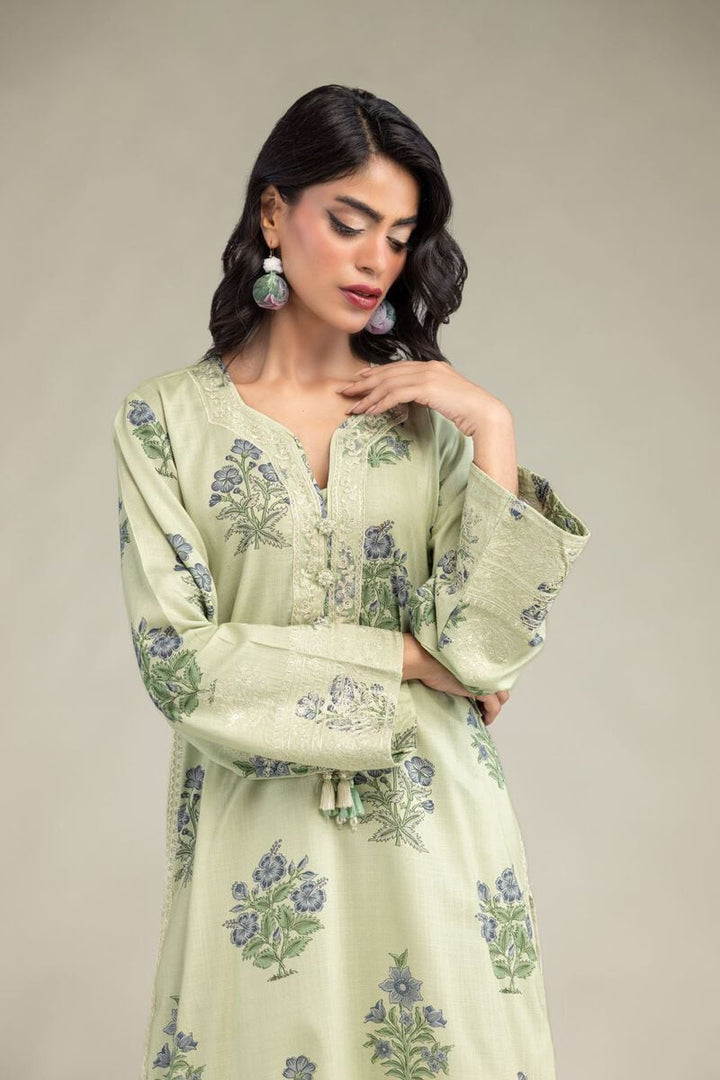 Raw Silk Floral Longline Kurta